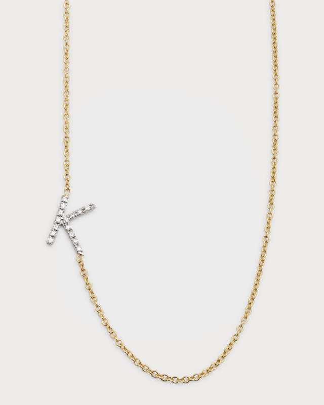 Diamond Asymmetrical Initial Necklace, K